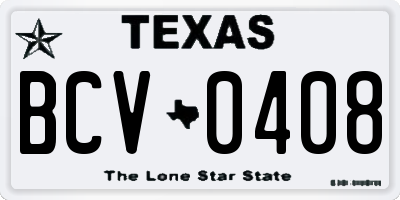 TX license plate BCV0408