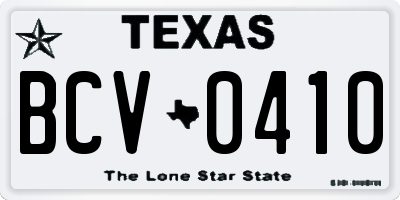 TX license plate BCV0410