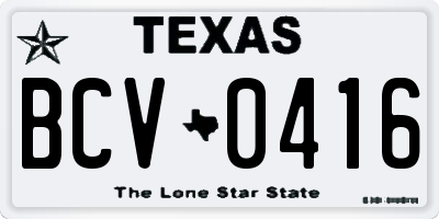 TX license plate BCV0416