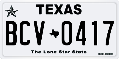 TX license plate BCV0417