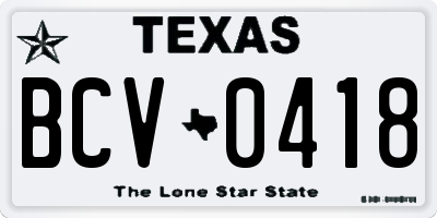 TX license plate BCV0418