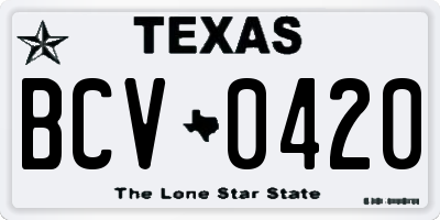 TX license plate BCV0420