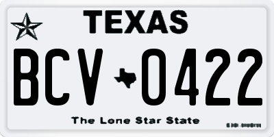 TX license plate BCV0422