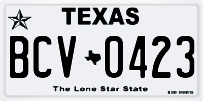 TX license plate BCV0423