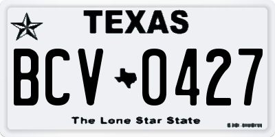 TX license plate BCV0427