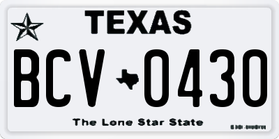 TX license plate BCV0430