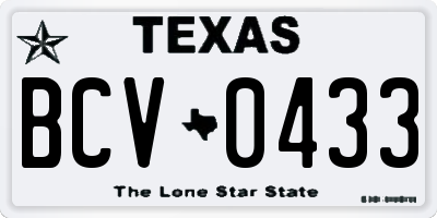 TX license plate BCV0433