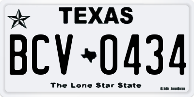 TX license plate BCV0434