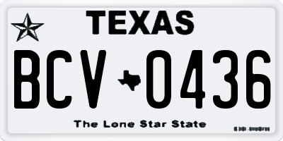 TX license plate BCV0436