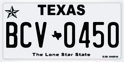 TX license plate BCV0450