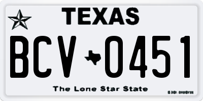 TX license plate BCV0451