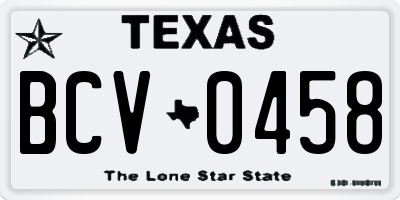 TX license plate BCV0458