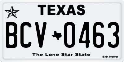 TX license plate BCV0463