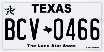 TX license plate BCV0466