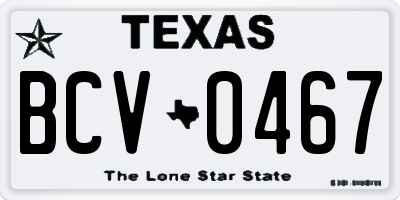 TX license plate BCV0467