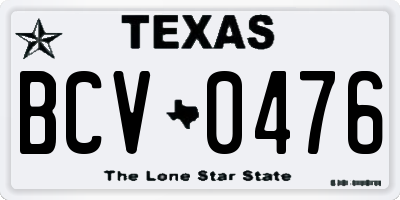 TX license plate BCV0476