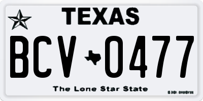 TX license plate BCV0477