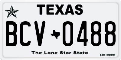 TX license plate BCV0488