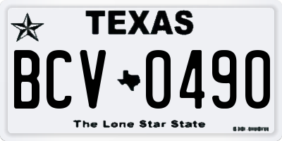 TX license plate BCV0490