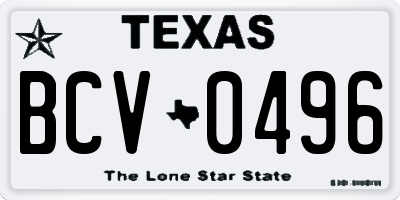 TX license plate BCV0496