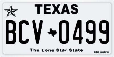 TX license plate BCV0499