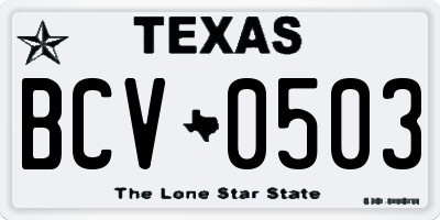 TX license plate BCV0503