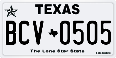 TX license plate BCV0505