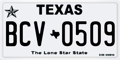 TX license plate BCV0509