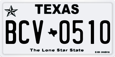 TX license plate BCV0510