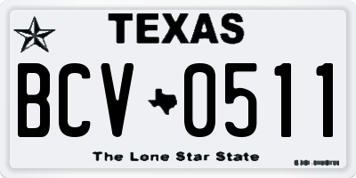 TX license plate BCV0511
