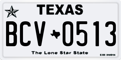 TX license plate BCV0513