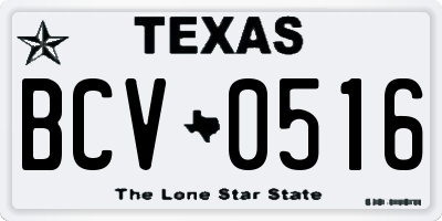 TX license plate BCV0516