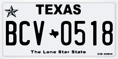 TX license plate BCV0518