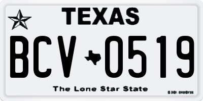 TX license plate BCV0519