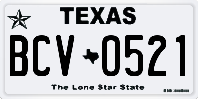 TX license plate BCV0521