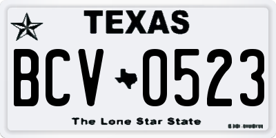 TX license plate BCV0523