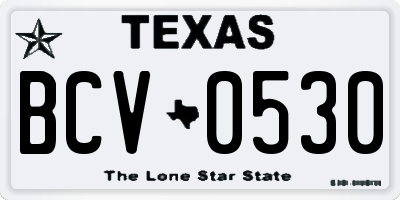 TX license plate BCV0530