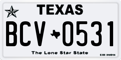 TX license plate BCV0531