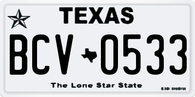 TX license plate BCV0533