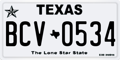 TX license plate BCV0534