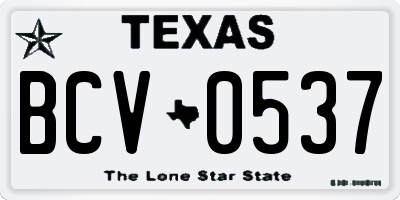 TX license plate BCV0537
