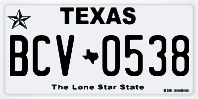 TX license plate BCV0538
