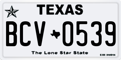 TX license plate BCV0539