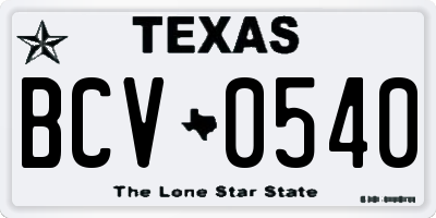 TX license plate BCV0540