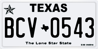 TX license plate BCV0543