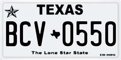 TX license plate BCV0550
