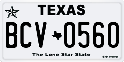 TX license plate BCV0560