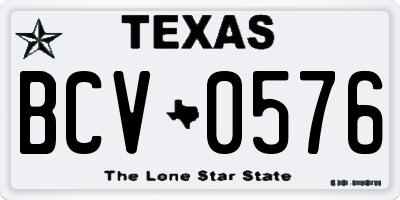 TX license plate BCV0576
