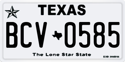 TX license plate BCV0585
