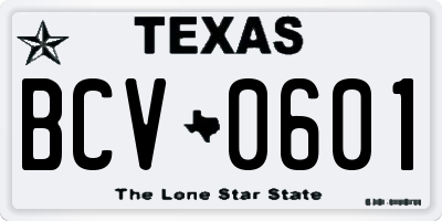 TX license plate BCV0601